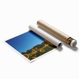 Extra large rolled print of Raleigh, NC scenery with floral designs in soft pastel shades.