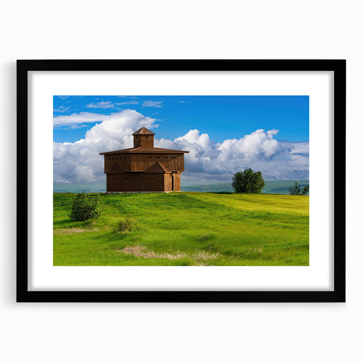 Extra large framed abstract art print featuring textured, colorful depiction of North Dakota scenery.