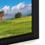 Black wall art featuring a textured depiction of North Dakota scenery on a framed canvas, ideal for living room decor.