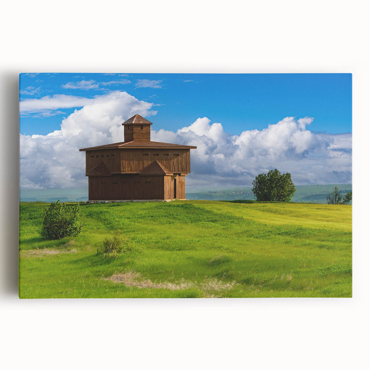 Black and white photograph of North Dakota scenery on large stretched canvas, suitable for kitchen wall art.