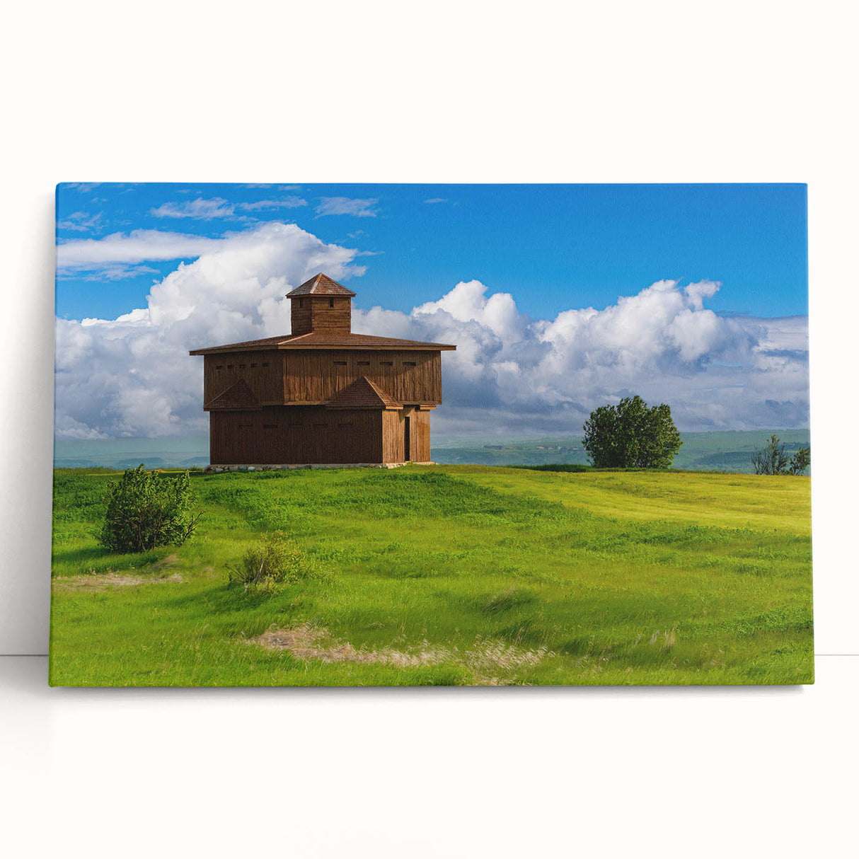 Black and white photograph of North Dakota scenery on large stretched canvas, suitable as kitchen wall art or for a bedroom.