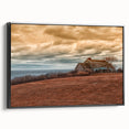 Black and white framed canvas of Long Island landscape, ideal for bedroom wall decor.