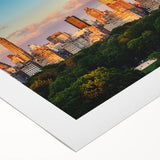 Art deco poster of Central Park with soft green and beige tones on rolled canvas, suitable for dining room wall art.