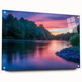 Large abstract wall art of Pennsylvania scenery in muted earth tones on acrylic glass.