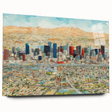 Large abstract depiction of the Phoenix Valley in muted earth tones on acrylic glass.