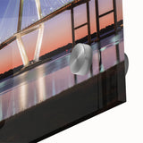 Large abstract wall art of Charleston scenery in muted earth tones on acrylic glass.