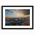 Abstract art print of Memphis scenery in vibrant colors on a large framed canvas, suitable for living room decor.