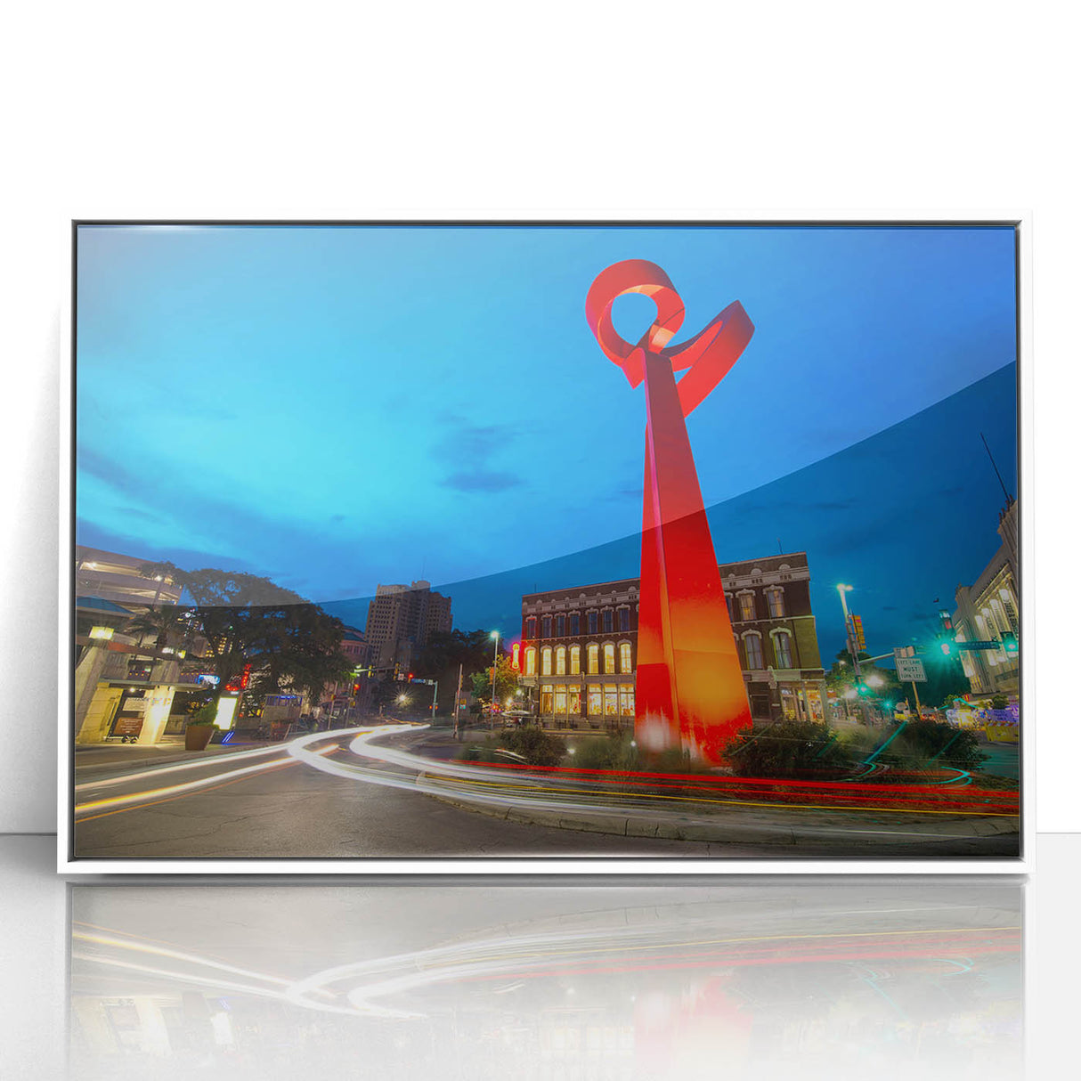 Acrylic print of San Antonio skyline in art deco style with pastel shades, ideal for modern nursery wall art.