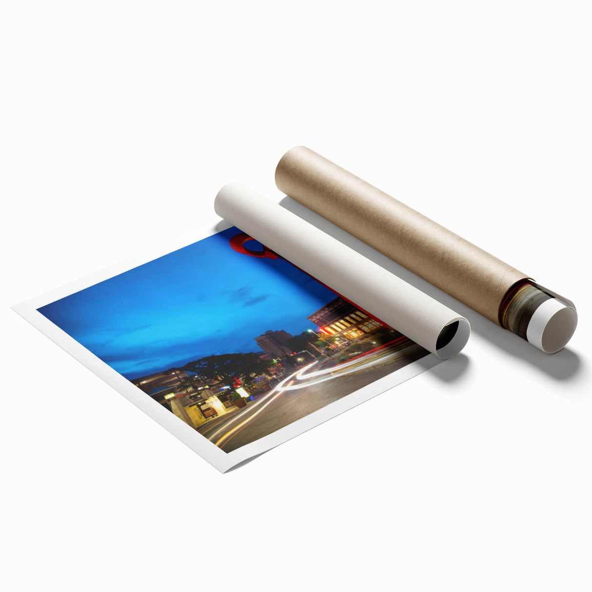 Extra large rolled print of San Antonio scenery in soft pastel shades, ideal for classy bathroom wall art.