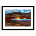 Extra large abstract art print of Arches National Park in vibrant, textured colors on a black-framed canvas.
