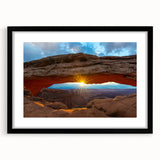 Extra large abstract art print of Arches National Park in vibrant, textured colors on a black-framed canvas.