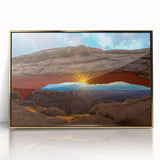 Framed acrylic print of Arches National Park in muted earth tones, ideal for modern art wall decor.