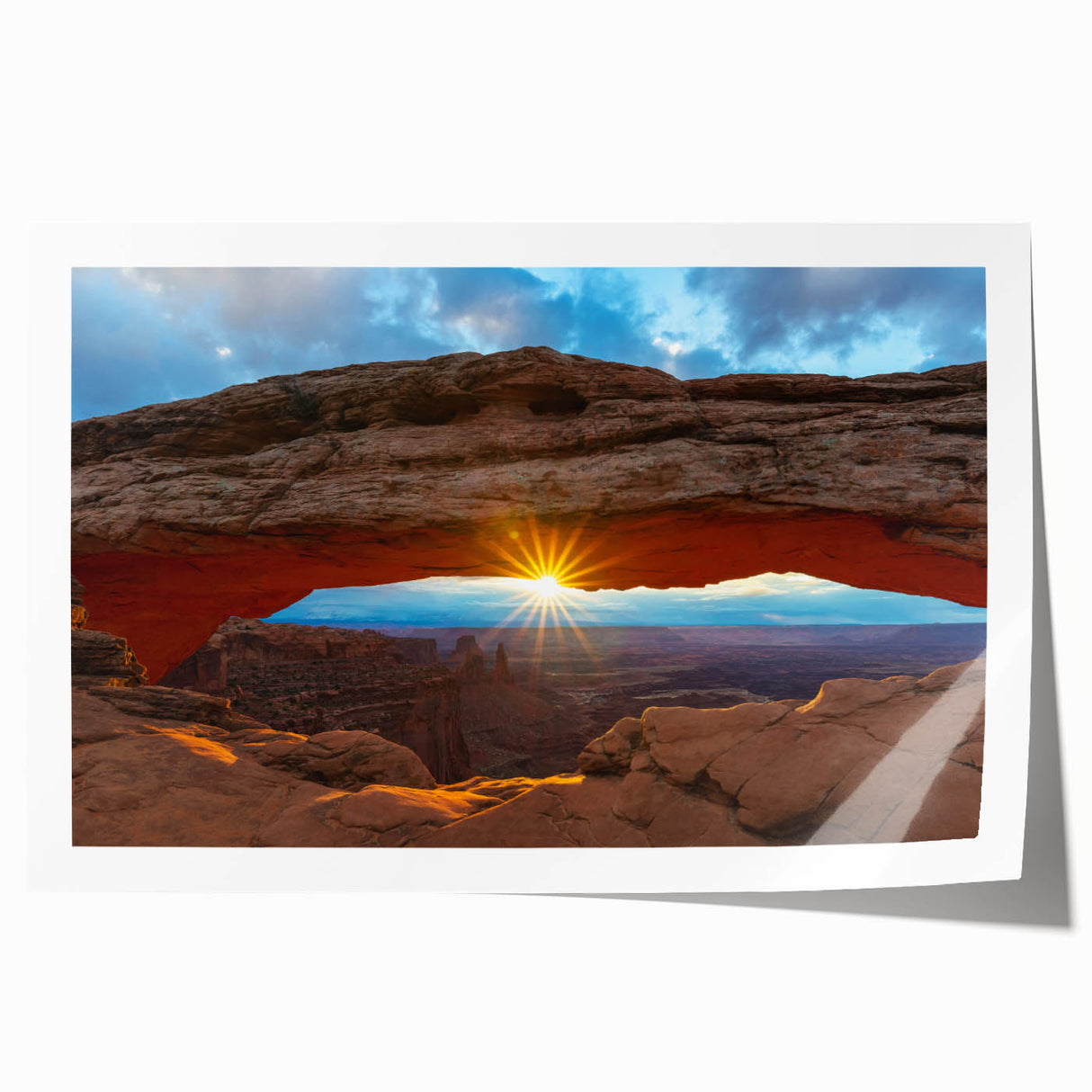 Rolled print of Arches National Park in muted earth tones, ideal for art wall dining room.