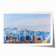 Rolled print of Salt Lake City with floral accents in soft pastel colors, suitable for art wall dining room.
