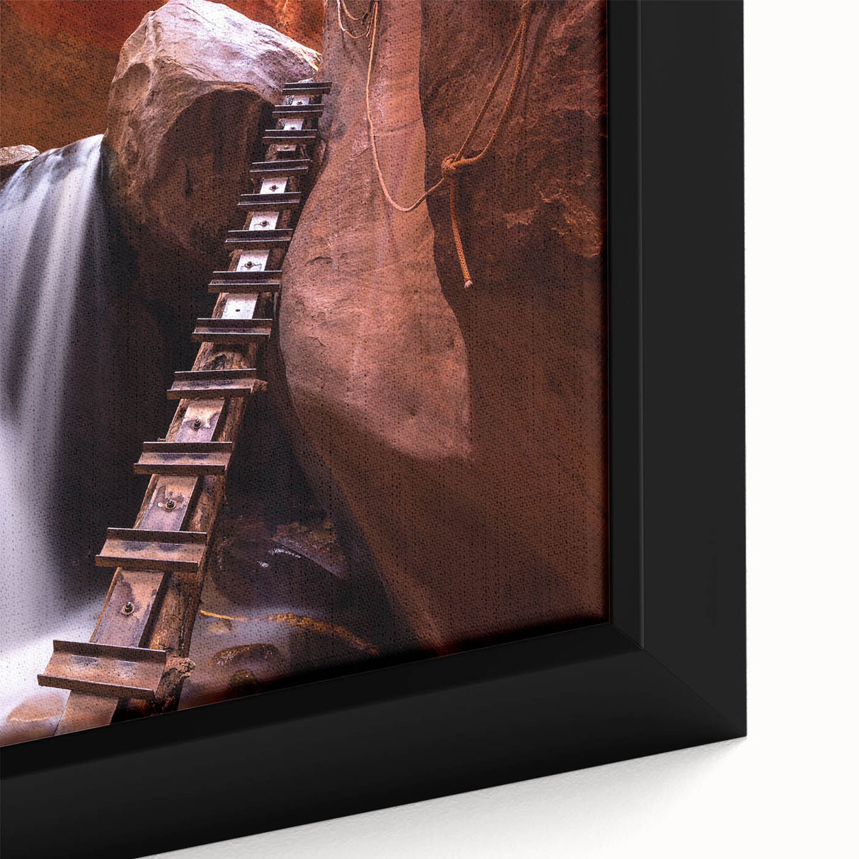 Extra large framed canvas featuring a textured depiction of Zion National Park in black with colorful accents.