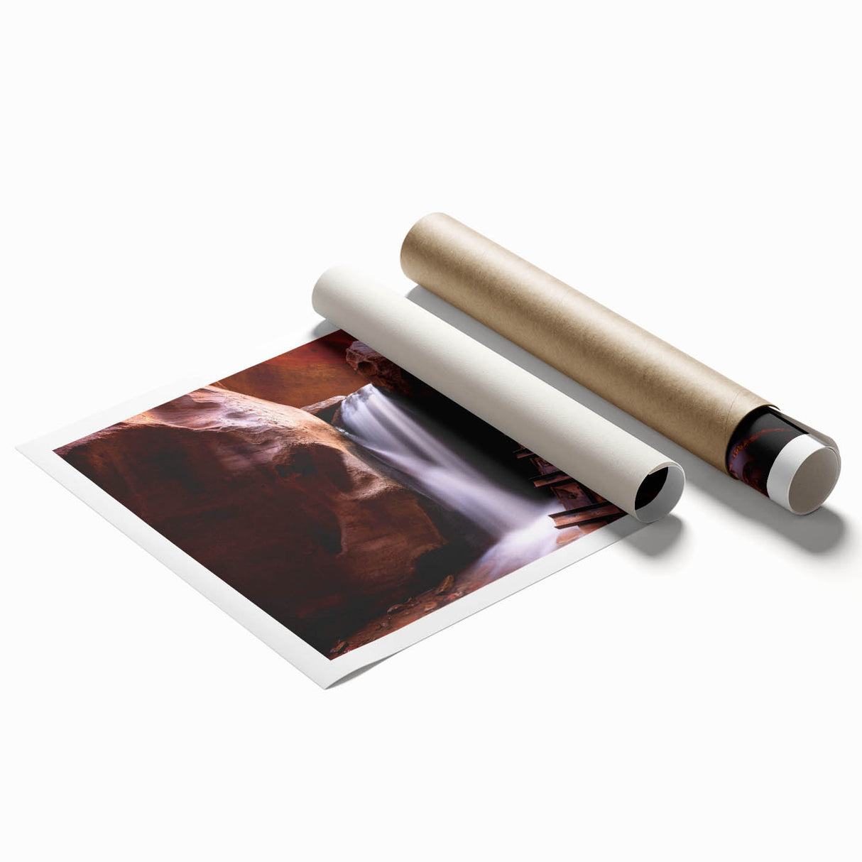 Extra-large rolled print of Zion National Park with vibrant green and earth tones, ideal for classy bathroom wall art.