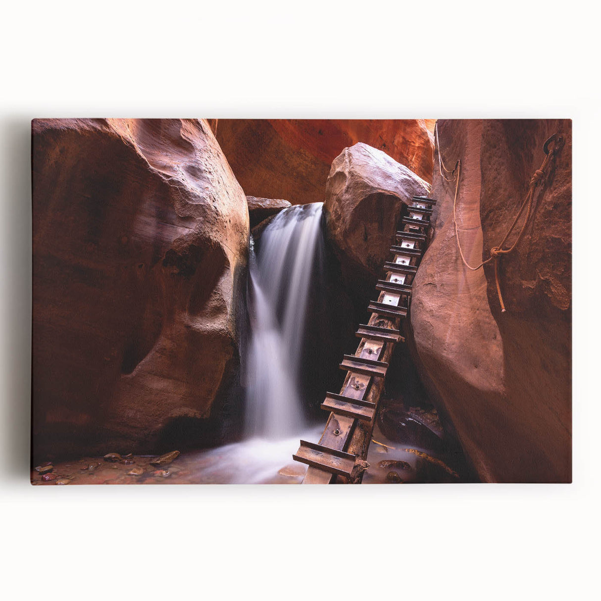 Black and white photograph of Zion National Park on large stretched canvas, ideal for kitchen wall art.