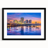 Abstract art print featuring a textured, colorful depiction of Virginia scenery on a large canvas, framed in black.