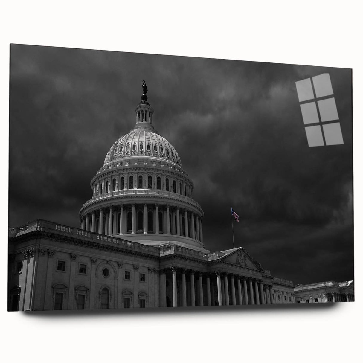 Acrylic print of Washington D.C. Capitol in muted colors, ideal for bedroom or dining room art.