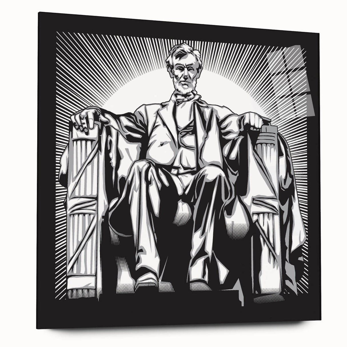 Acrylic print of the Washington DC Lincoln Memorial in muted gray tones, suitable for bedroom or dining room decor.