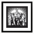 Extra large abstract art print of Washington DC scenery with vibrant colors on a textured canvas, framed in black.