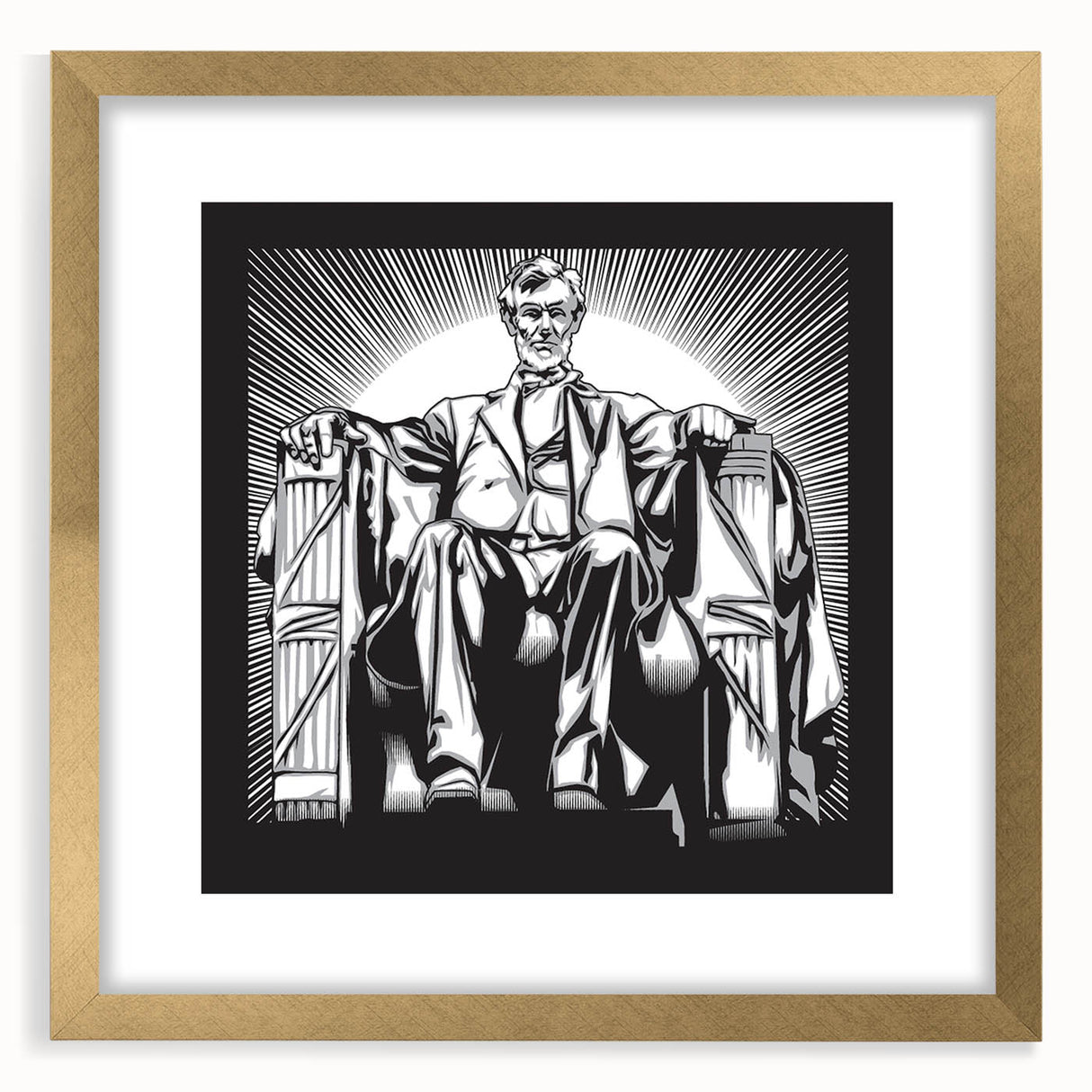 Extra large wall art featuring an abstract print of the Lincoln Memorial in muted earth tones on a textured canvas.