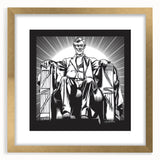 Extra large wall art featuring an abstract print of the Lincoln Memorial in muted earth tones on a textured canvas.