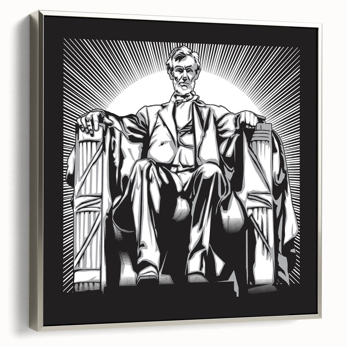 Framed canvas landscape art painting of Washington DC with a focus on the Lincoln Memorial.
