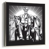 Framed canvas landscape art painting of Washington DC with a focus on the Lincoln Memorial.