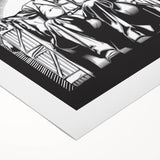 Art Deco poster of the Lincoln Memorial in muted gray tones on rolled canvas, suitable for dining room wall art.