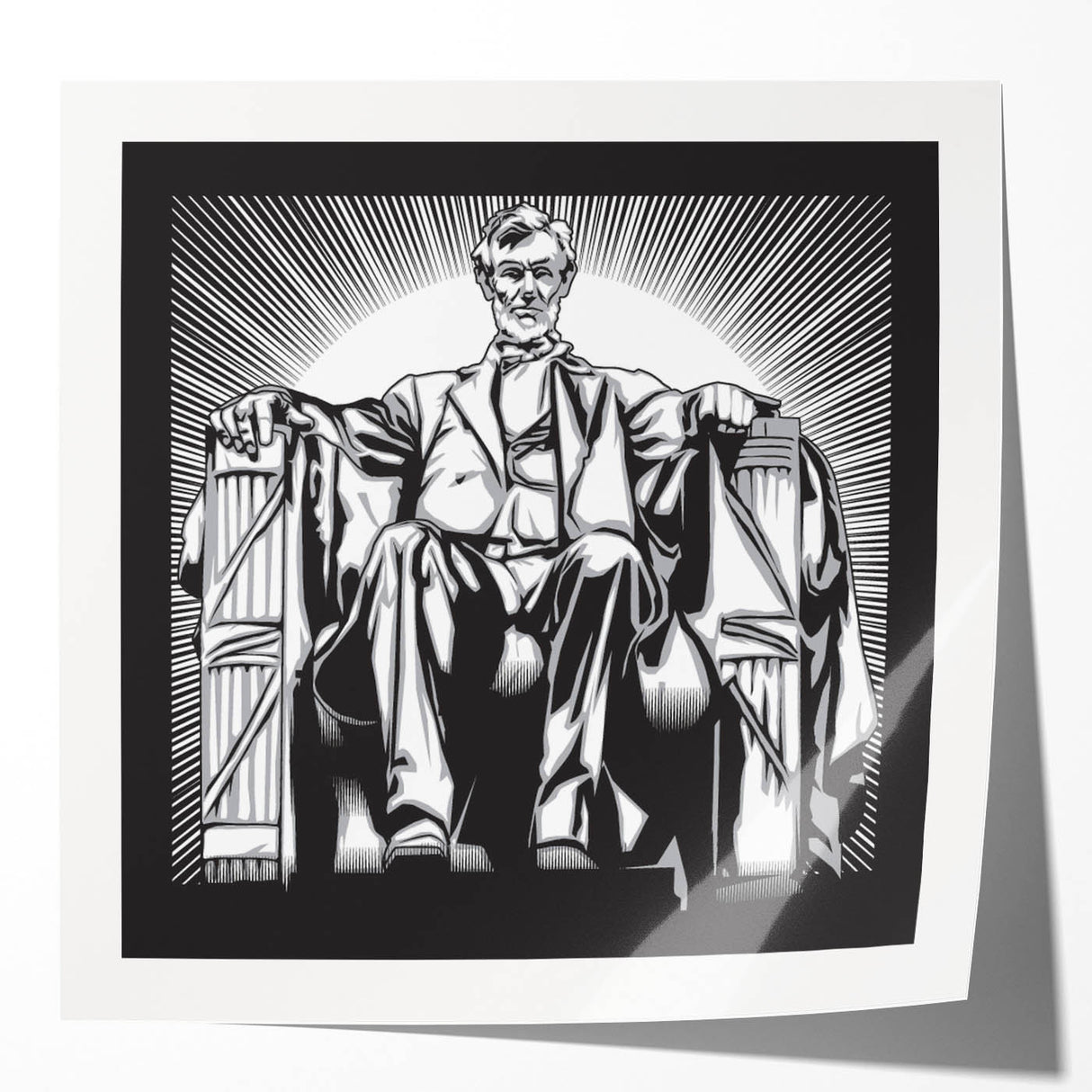 Washington DC Lincoln Memorial in muted gray tones on a rolled canvas, ideal for art wall dining room.