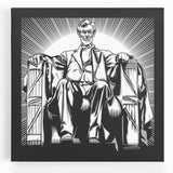 Black and white stretched canvas of the Lincoln Memorial, ideal for kitchen wall art.