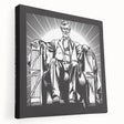 Lincoln Memorial at dusk depicted in muted gray and blue tones on a large stretched canvas, ideal for kitchen wall art.