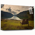 Acrylic print of Olympic National Park with lush greenery and mountain backdrop, suitable for bedroom or dining room decor.