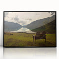 Large abstract wall art of Olympic scenery in muted earth tones, framed in black acrylic.