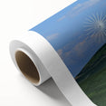 Rolled canvas depicting the Palouse fields in muted green and yellow tones.