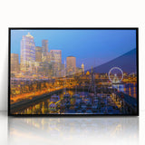 Large abstract wall art depicting the Seattle skyline in black and white tones on a framed acrylic.