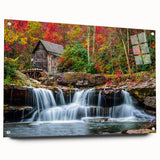 Large abstract wall art of West Virginia scenery in muted earth tones on acrylic glass.