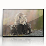 Large abstract wall art depicting the Grand Tetons in Wyoming, framed in black acrylic, ideal for modern art wall decor.