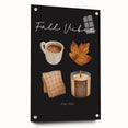 Large abstract wall art depicting fall colors on acrylic glass, ideal for bedroom or dining room decor.