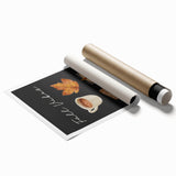 Extra large rolled print featuring autumnal floral art in warm hues.