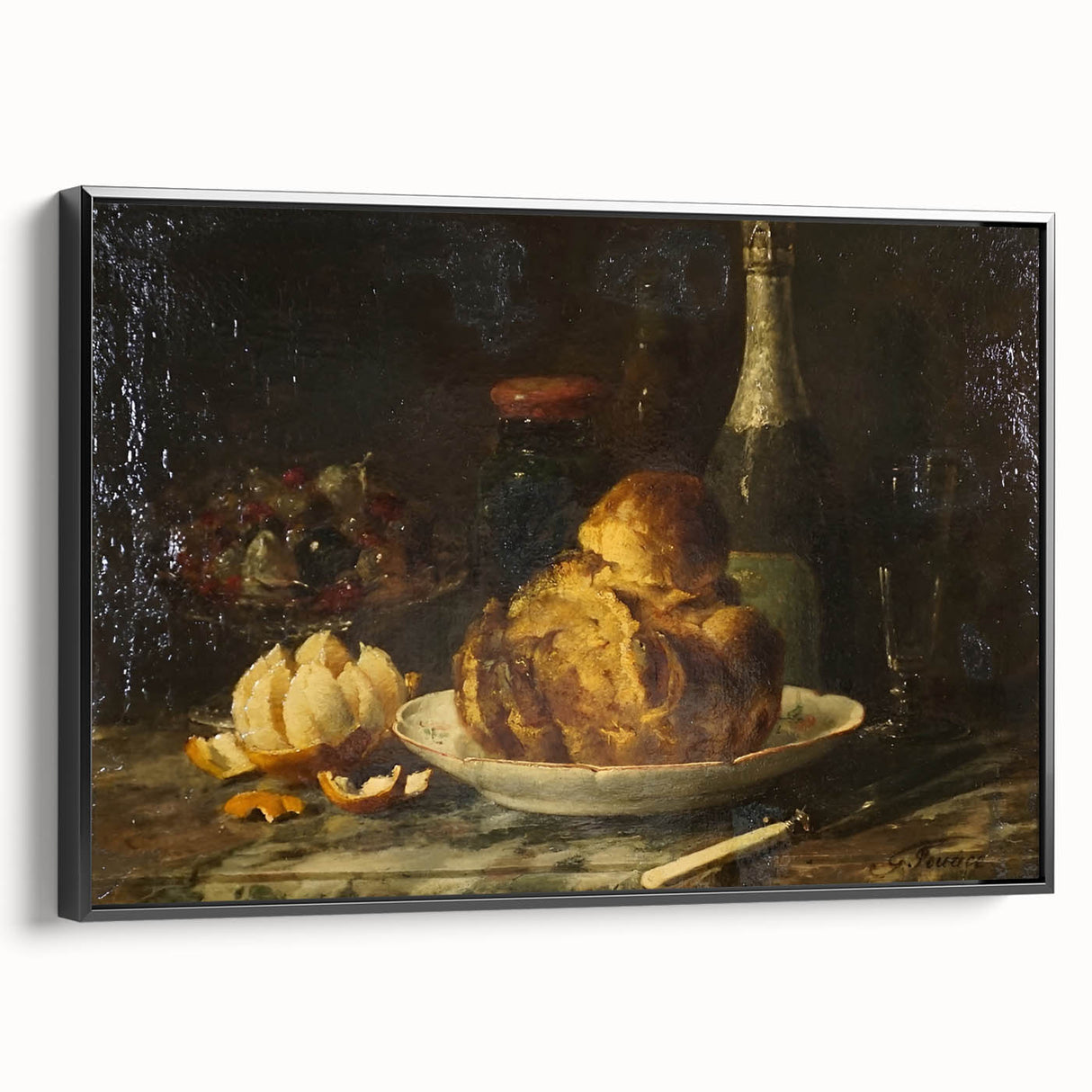 Black and white vintage poster art of landscape on framed canvas, suitable for bedroom wall decor.