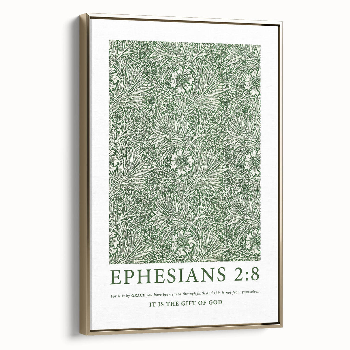 Biblical Typography Wall Art - Ephesians 2:8 Floral Canvas Print