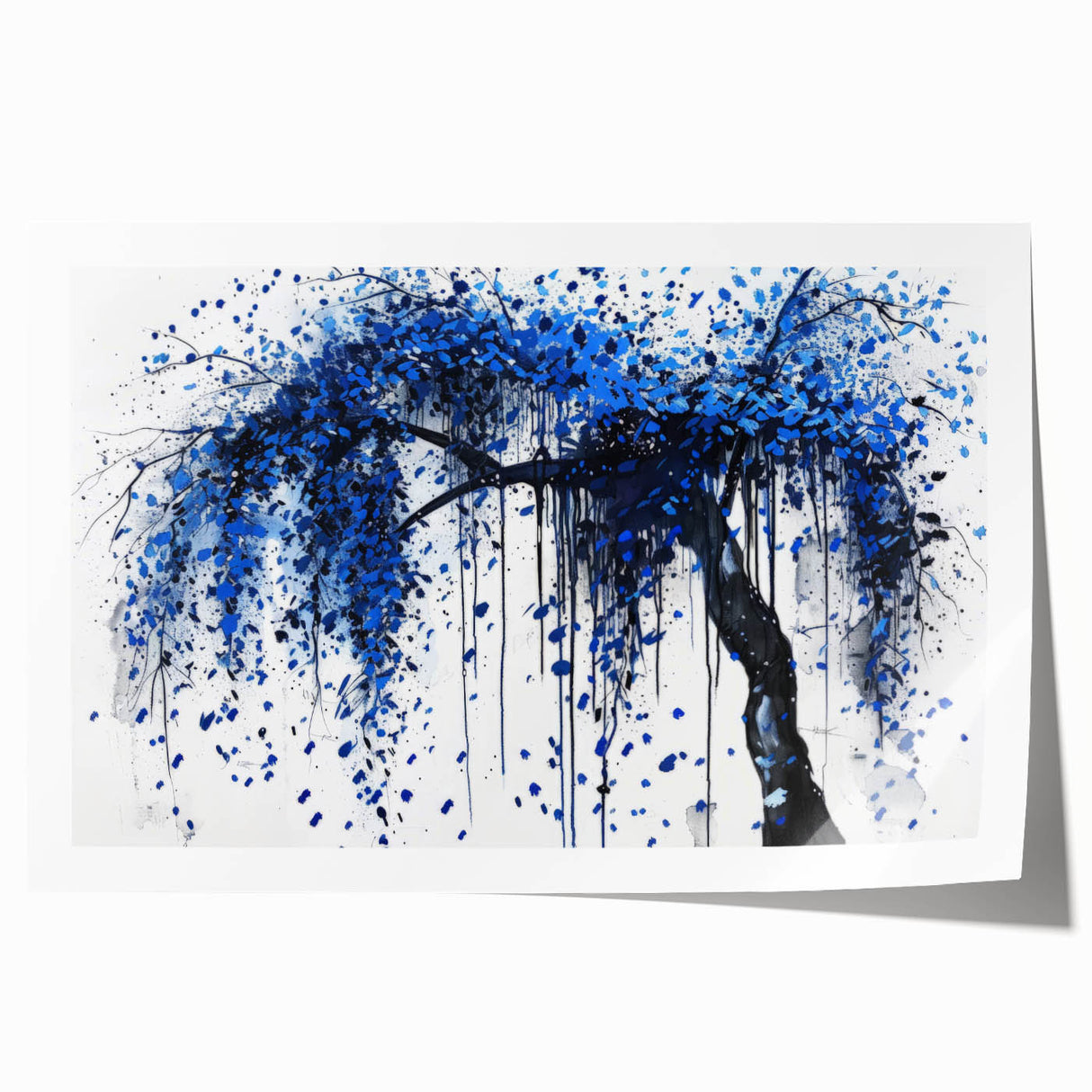 Blue Abstract Office Wall Art – Modern Tree Corporate Decor