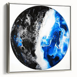 Framed abstract geometric canvas art showcasing a silver color scheme, emphasizing modern design elements and intricate patterns, ideal for contemporary decor.