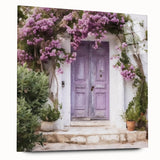 Acrylic print of a large abstract depiction of a Greek door in muted earth tones, suitable for bedroom or dining room decor.