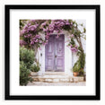 Extra large, textured abstract art print of a colorful, stylized Greek door on a framed black mat.