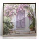 Framed acrylic print of a Greek door design in gold tones, suitable for modern art wall decor.