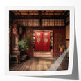 Japanese-style door depicted in a minimalist black and white photo print on glossy paper.