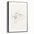 Black and white vintage poster art featuring a landscape painting on a framed canvas, suitable for bedroom decor.